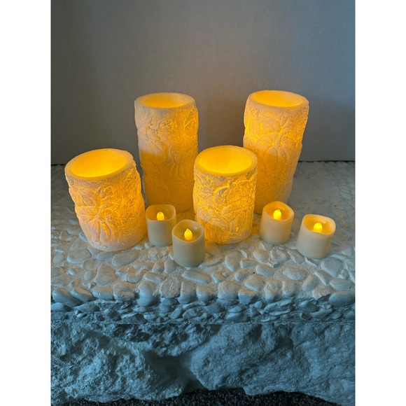 New - 8 Flameless/Varying Sized Holiday Candle Set w/Timer - Harvest Pumpkins - Picture 3 of 3